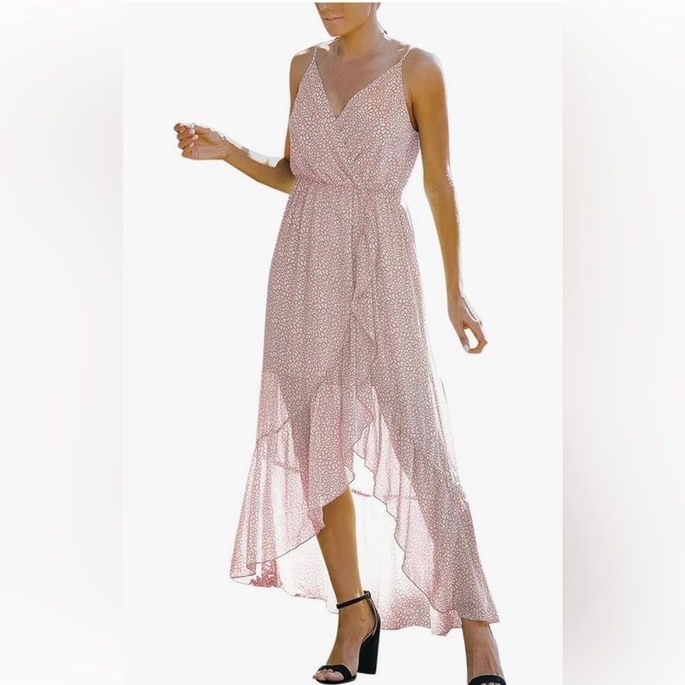 Flowy, pink and white dress